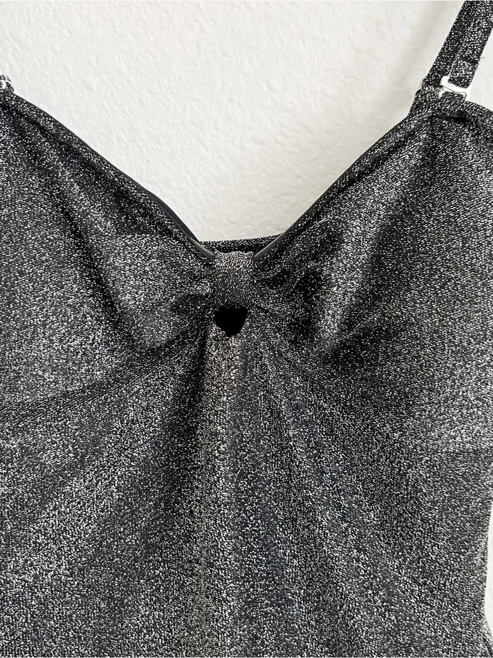 BETSEY JOHNSON Metallic Silver Glitter One-Piece Swimsuit NWT